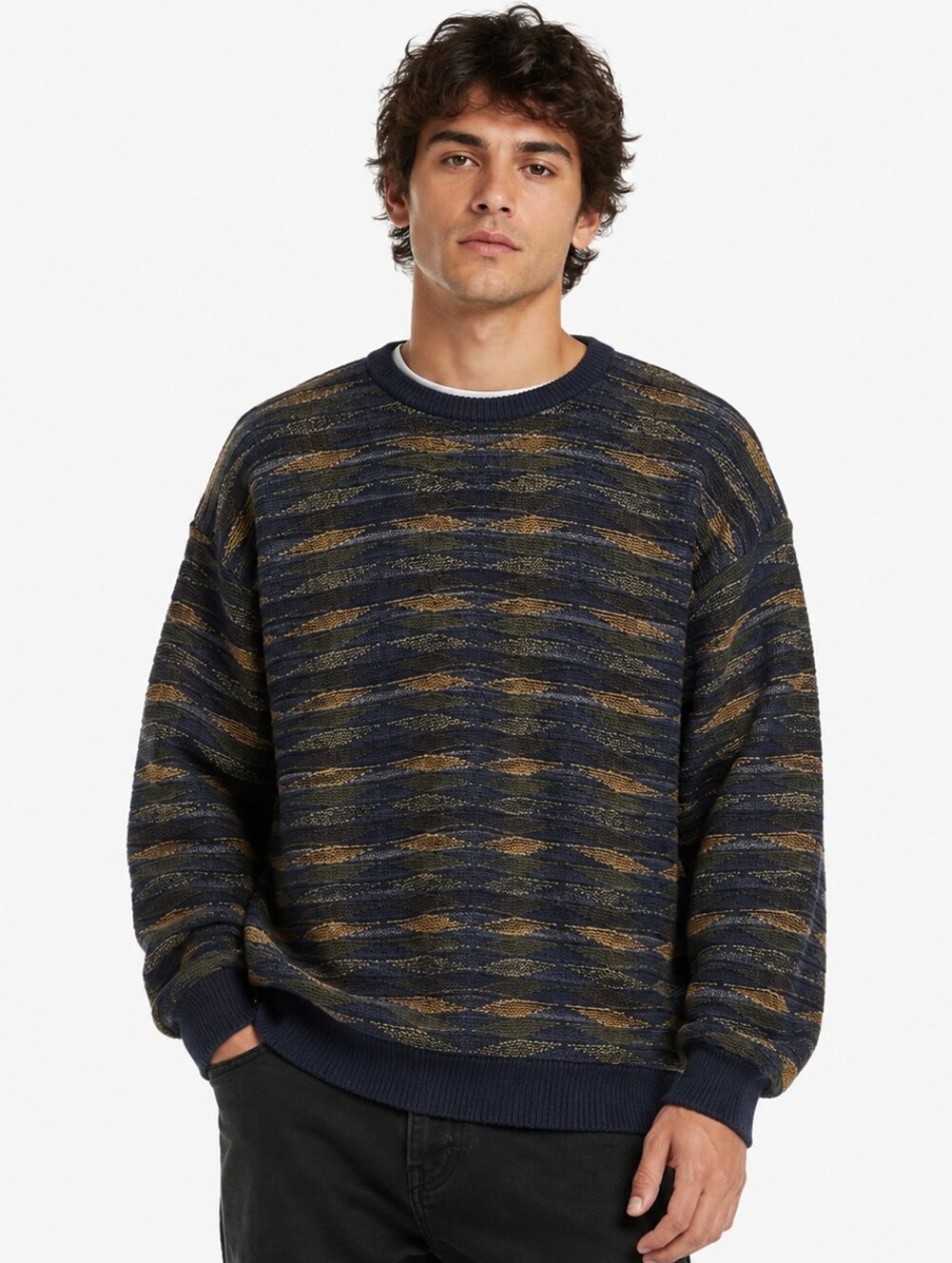 Vintage Serafini 3d Knit Grandpa Dad Crew Sweater y2k 90s Men's Sweater‎ Size XL